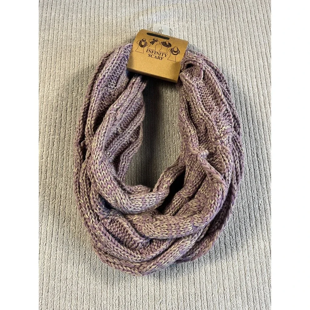 C.C Womens Purple Cable Knit Infinity Scarf CA-800 Loop Marled Purple New